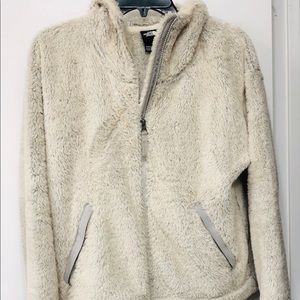 The North Face white/gray Furry Fleece Hoodie Sz M